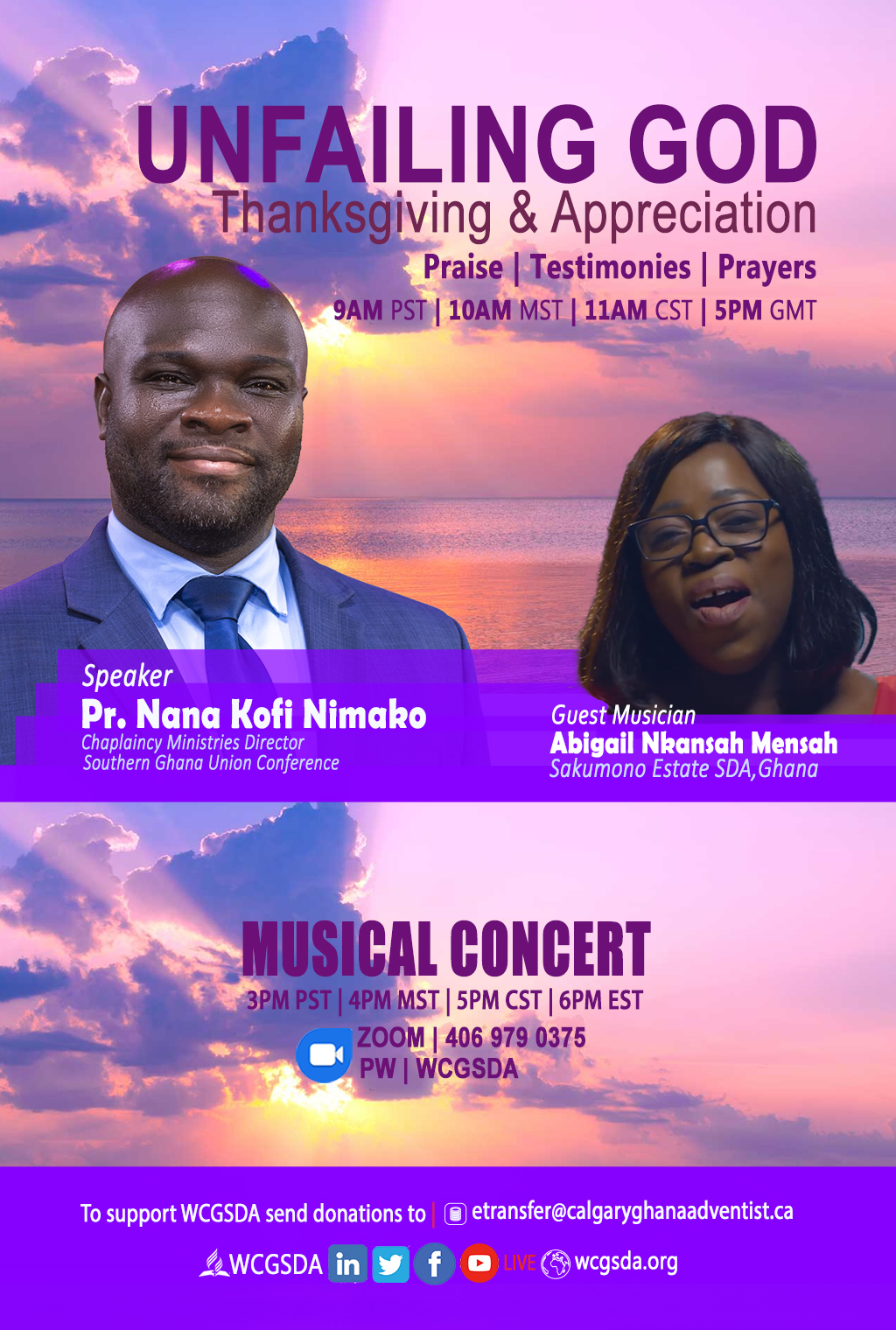 WCGSDA 2022 Annual Thanksgiving Program November 19, 2022, with Guest Speaker Pr. Nana Kofi Nimako and Guest musician Abigail Nkansah Mensah.